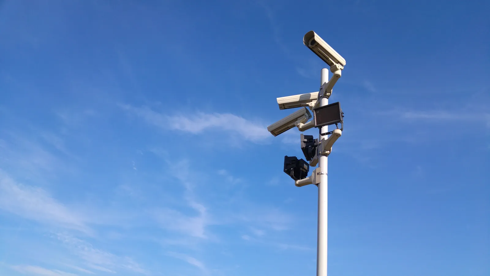 CCTV security cameras mounted on a pole