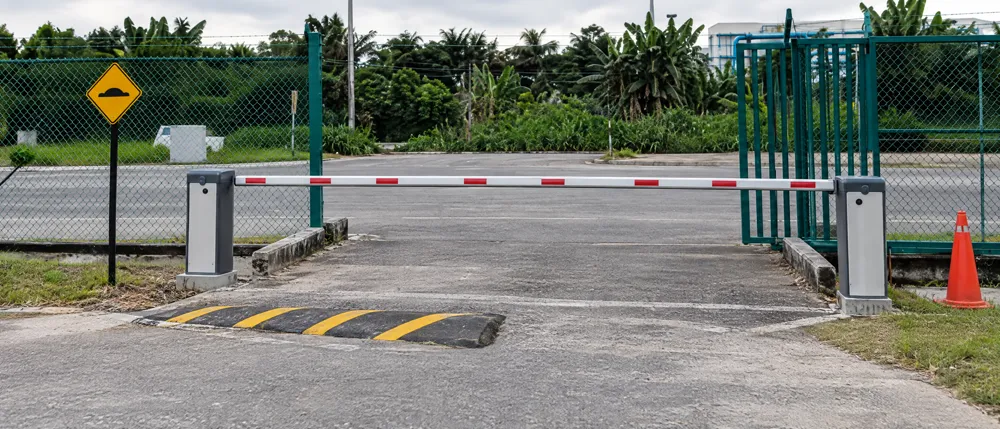 Barrier gate at the plant entrance