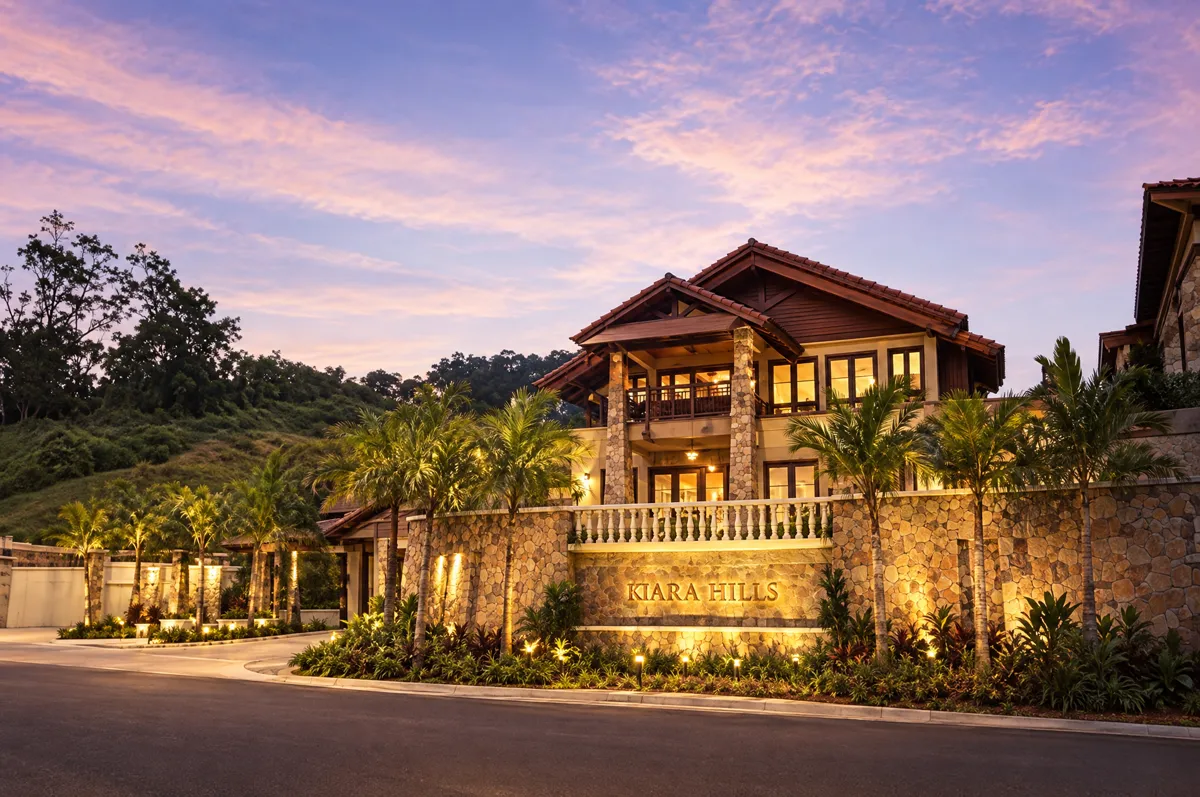 Sunway Kiara Hills residence entrance at dusk