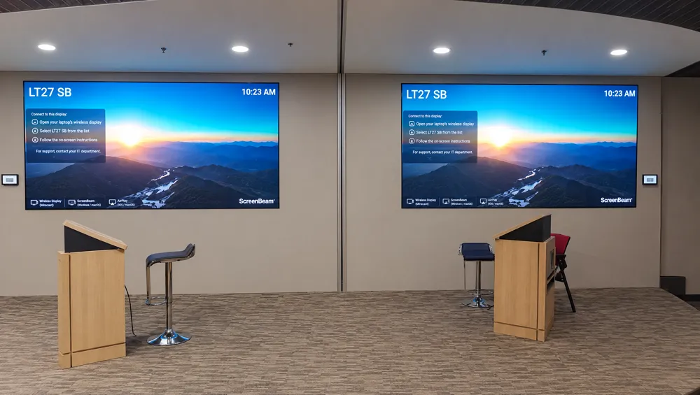 Lecture theatre with twin large displays