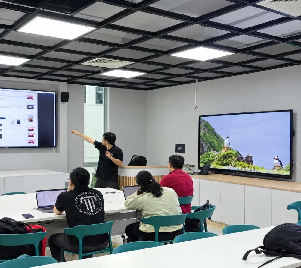 Robotic Hub classroom with a large display